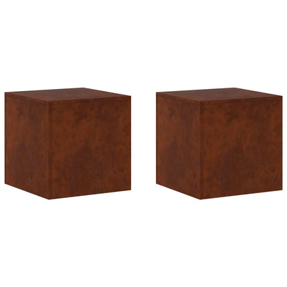 vidaXL Plant Stand 2 pcs Rusty 40 x 40 x 40 cm Weathering Steel