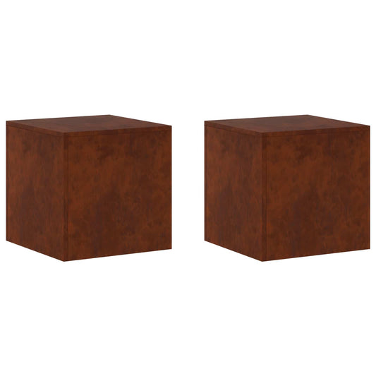 vidaXL Plant Stand 2 pcs Rusty 40 x 40 x 40 cm Weathering Steel