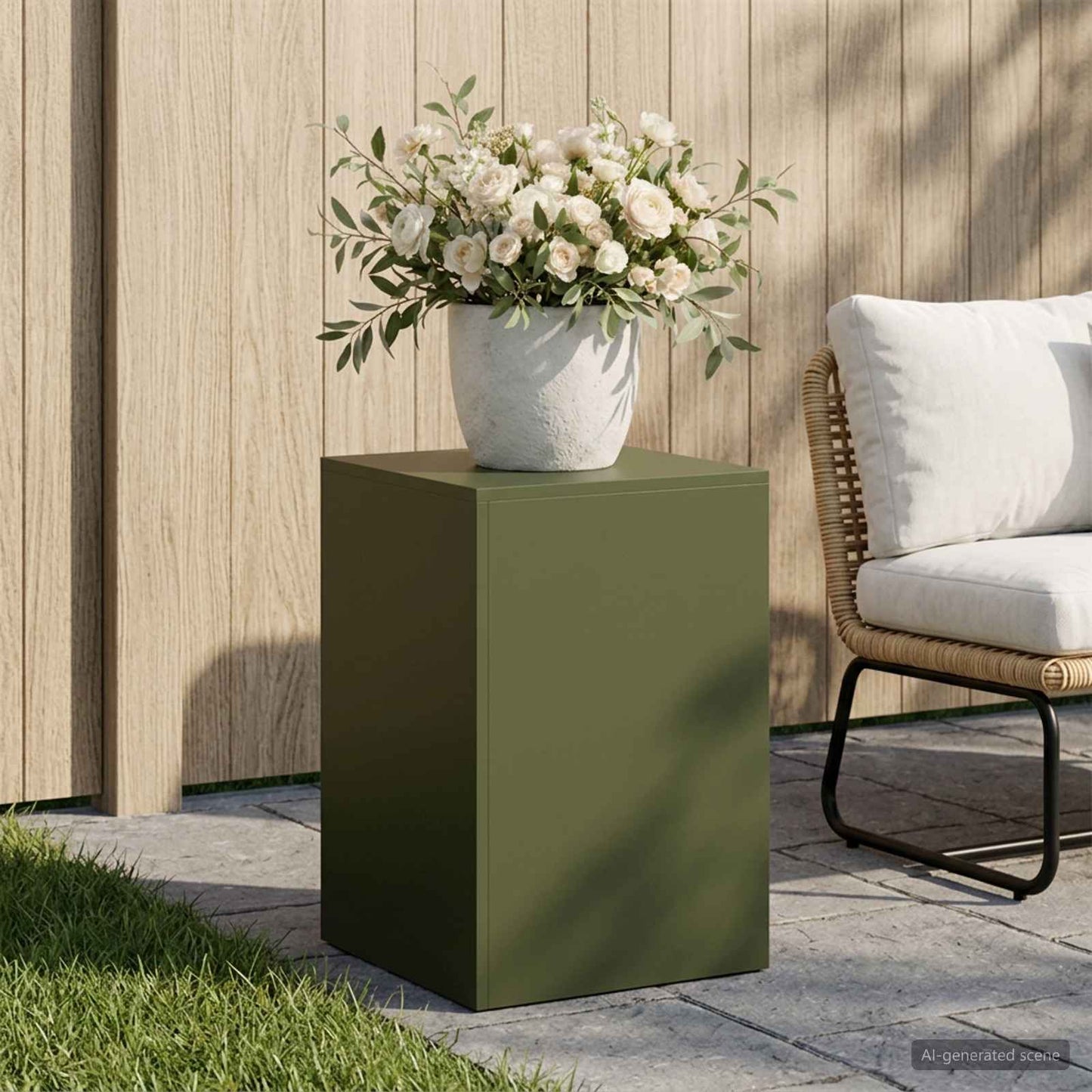 vidaXL Plant Stand Olive Green 40 x 40 x 60 cm Weathering Steel