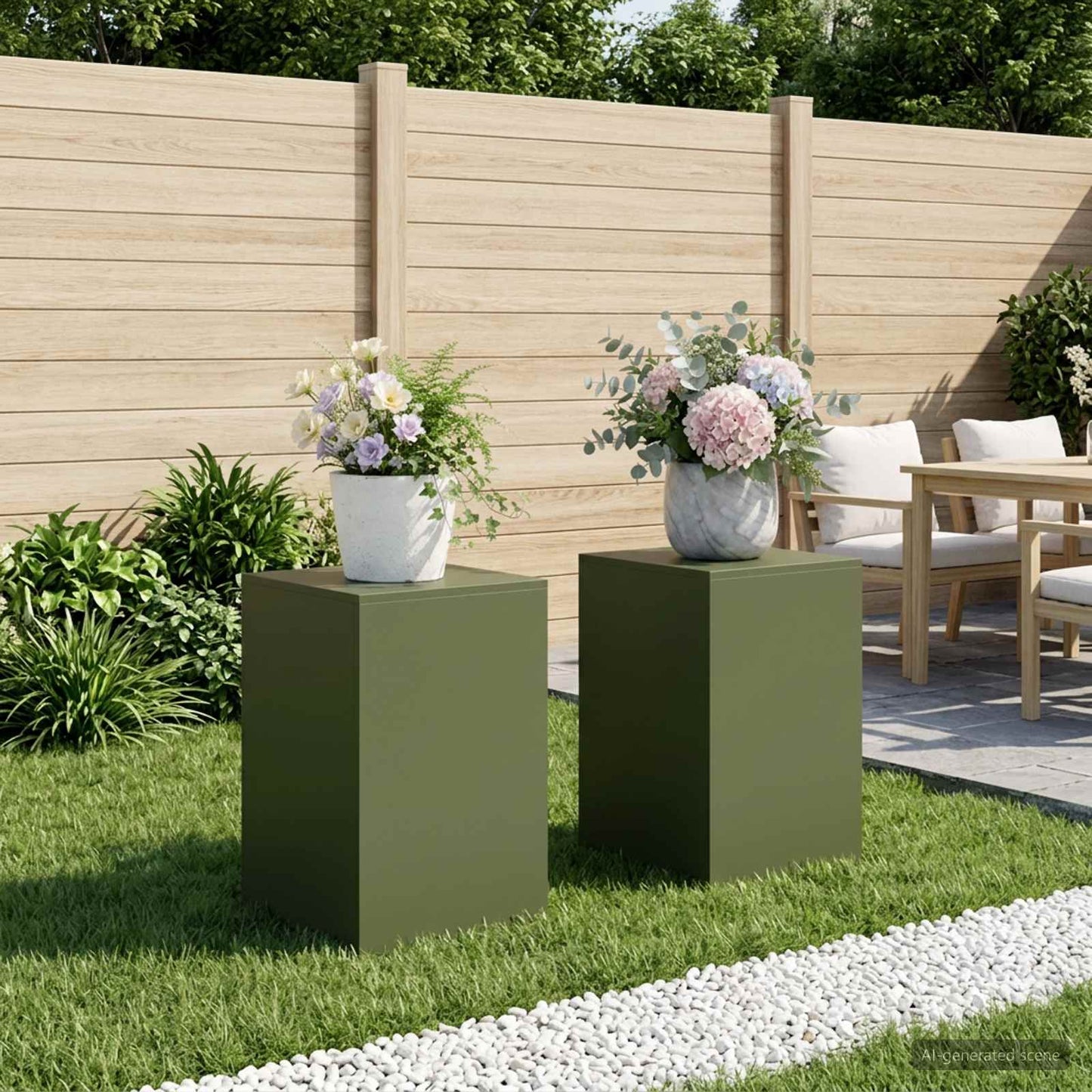 vidaXL Plant Stand 2 pcs Olive Green 40 x 40 x 60 cm Steel