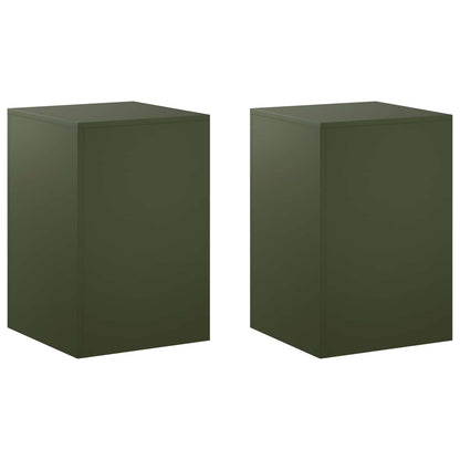 vidaXL Plant Stand 2 pcs Olive Green 40 x 40 x 60 cm Steel
