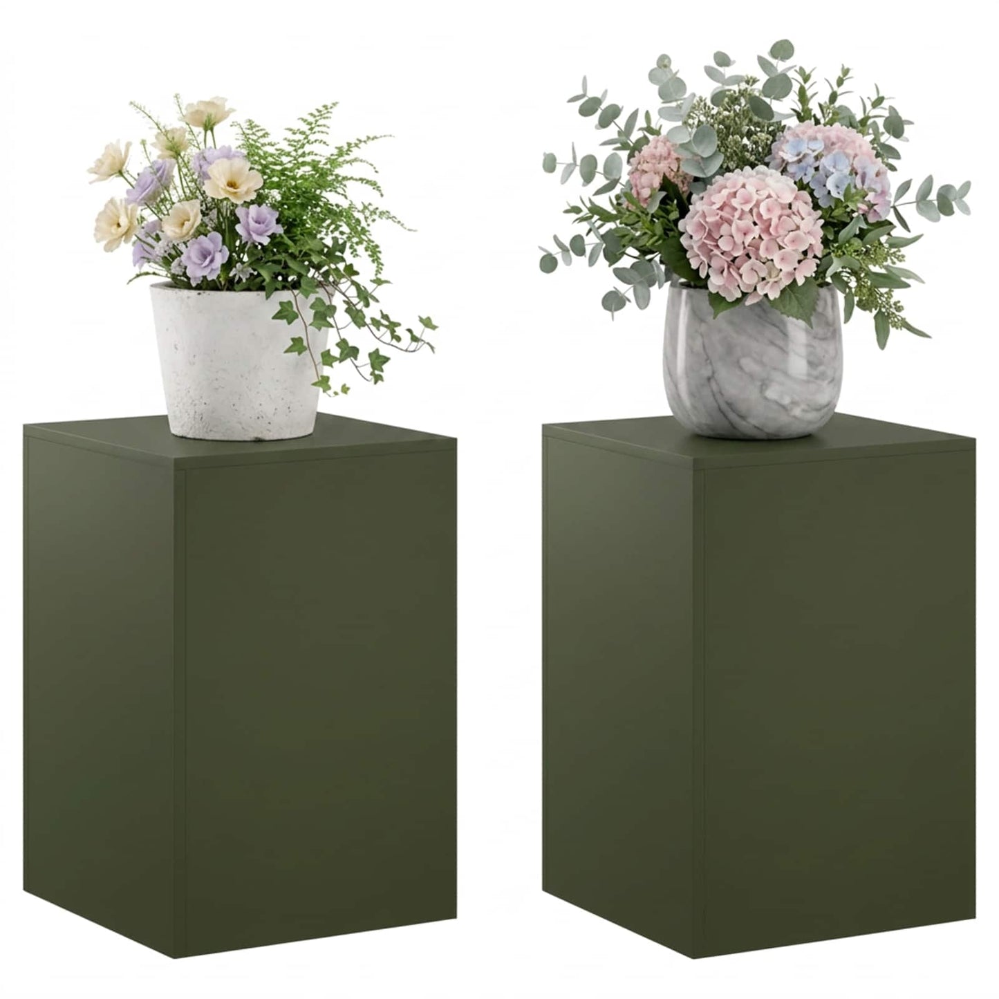 vidaXL Plant Stand 2 pcs Olive Green 40 x 40 x 60 cm Steel