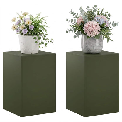vidaXL Plant Stand 2 pcs Olive Green 40 x 40 x 60 cm Steel