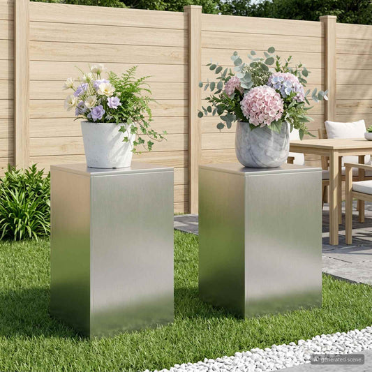 vidaXL Plant Stand 2 pcs Silver 40 x 40 x 60 cm Steel