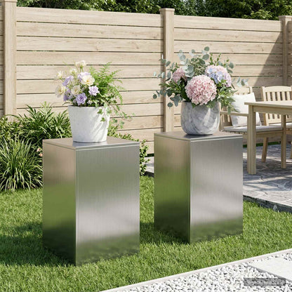 vidaXL Plant Stand 2 pcs Silver 40 x 40 x 60 cm Stainless Steel
