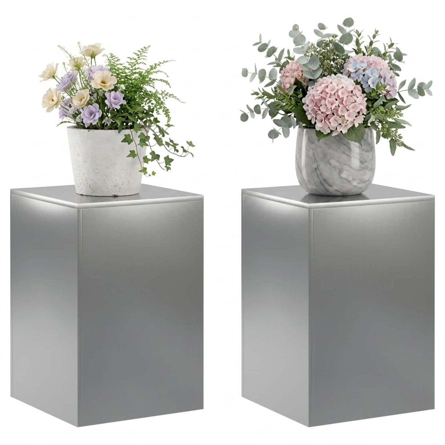 vidaXL Plant Stand 2 pcs Silver 40 x 40 x 60 cm Stainless Steel