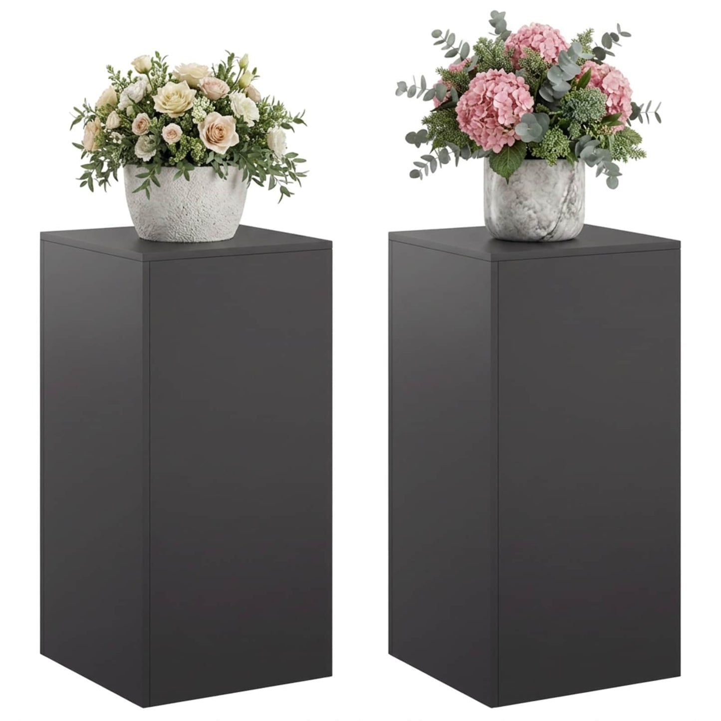 vidaXL Plant Stand 2 pcs Black 40 x 40 x 80 cm Steel