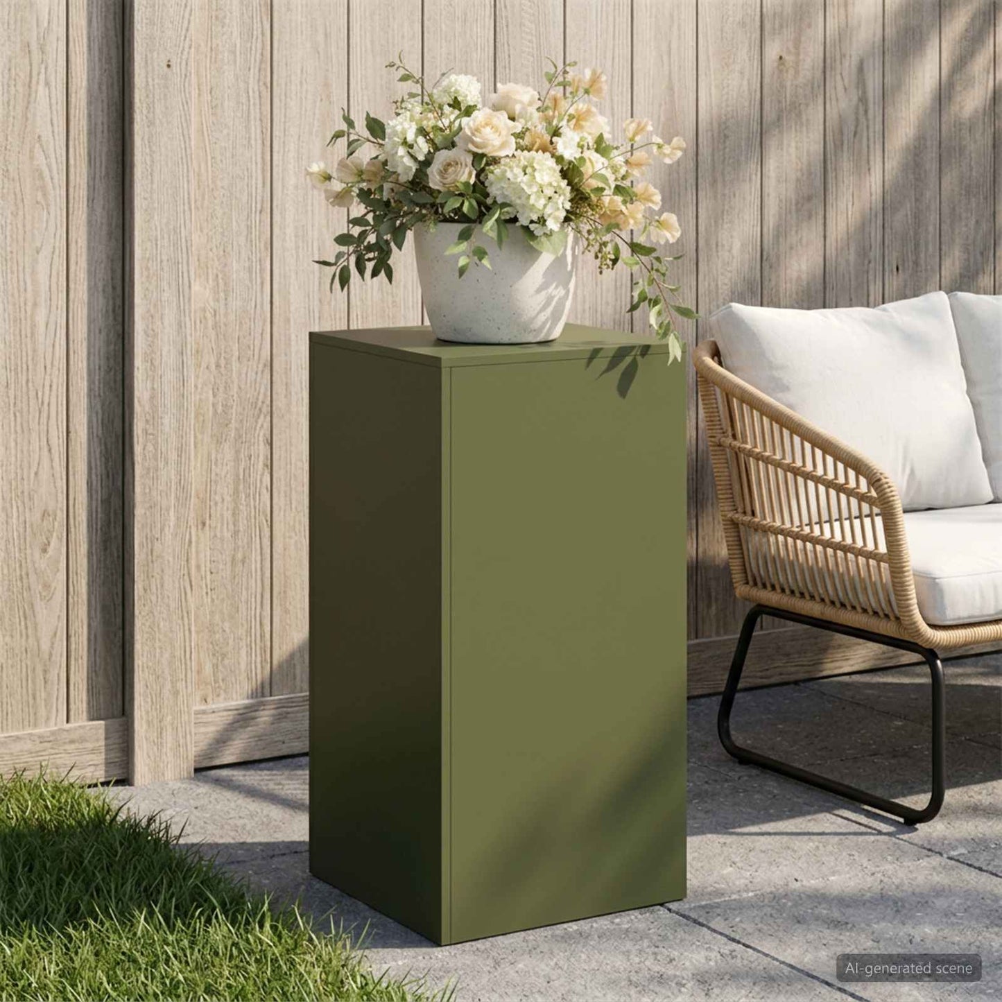 vidaXL Plant Stand Olive Green 40 x 40 x 80 cm Weathering Steel