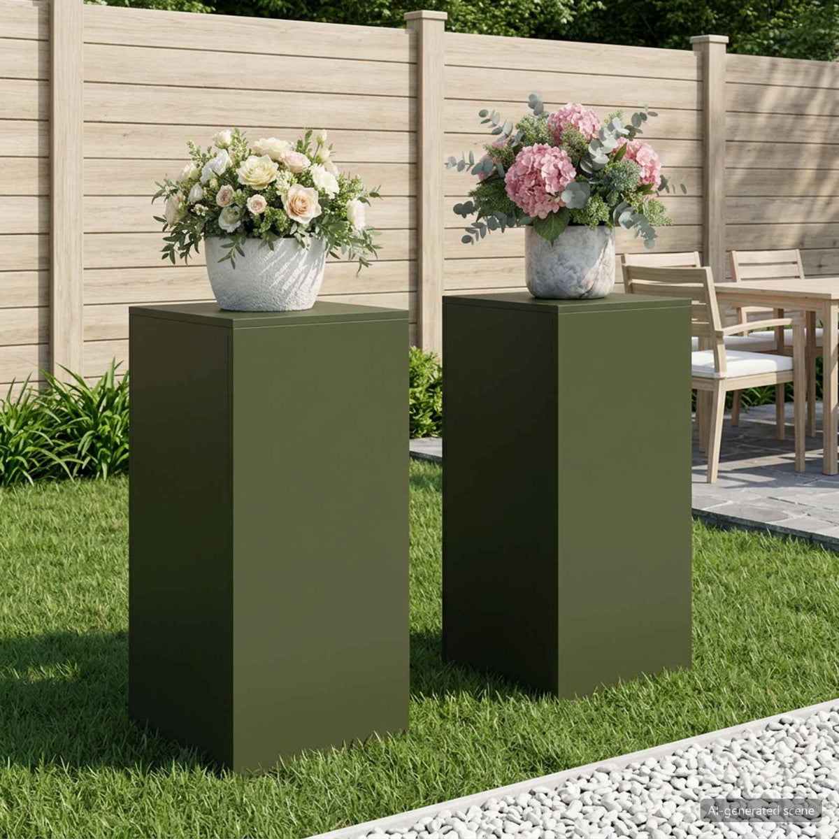 vidaXL Plant Stand 2 pcs Olive Green 40 x 40 x 80 cm Steel