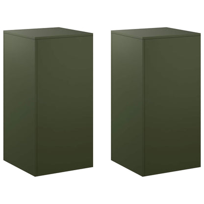 vidaXL Plant Stand 2 pcs Olive Green 40 x 40 x 80 cm Steel