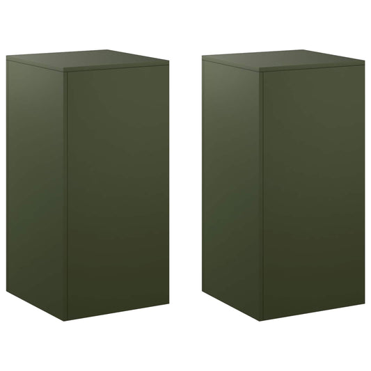 vidaXL Plant Stand 2 pcs Olive Green 40 x 40 x 80 cm Steel