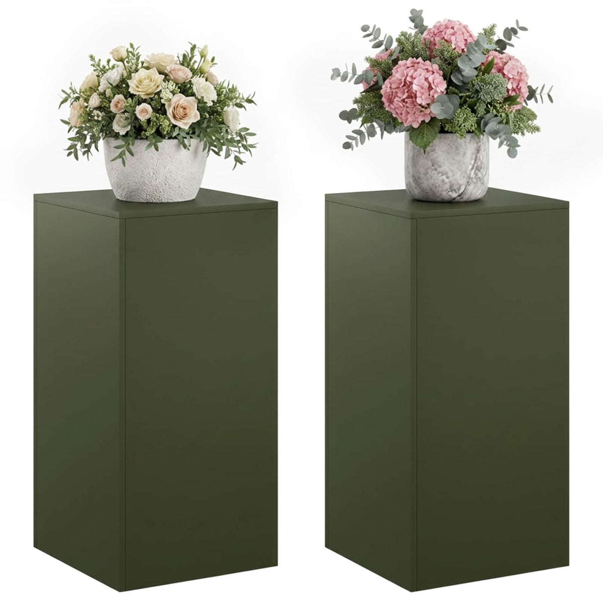 vidaXL Plant Stand 2 pcs Olive Green 40 x 40 x 80 cm Steel