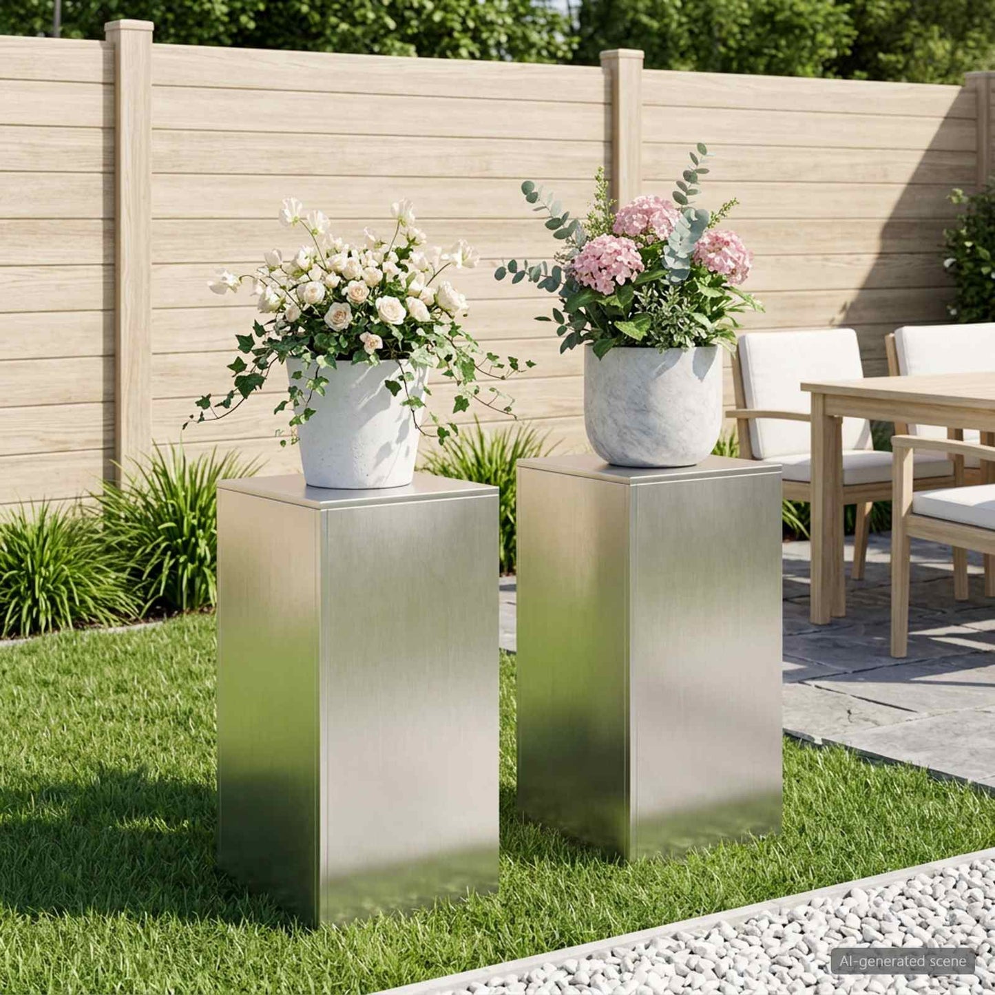 vidaXL Plant Stand 2 pcs Silver 40 x 40 x 80 cm Steel