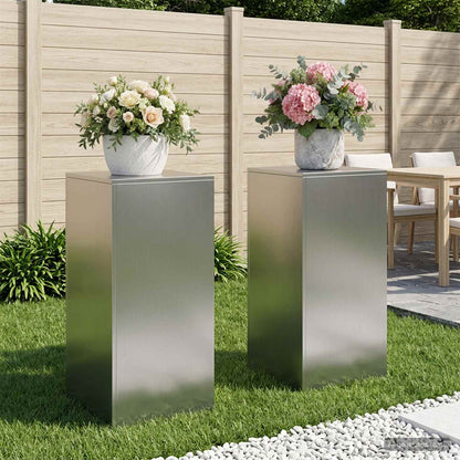 vidaXL Plant Stand 2 pcs Silver 40 x 40 x 80 cm Stainless Steel