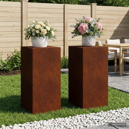 vidaXL Plant Stand 2 pcs Rusty 40 x 40 x 80 cm Weathering Steel