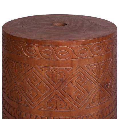 vidaXL Parasol Base 21 kg Brown Solid Mahogany Wood Hand Carved