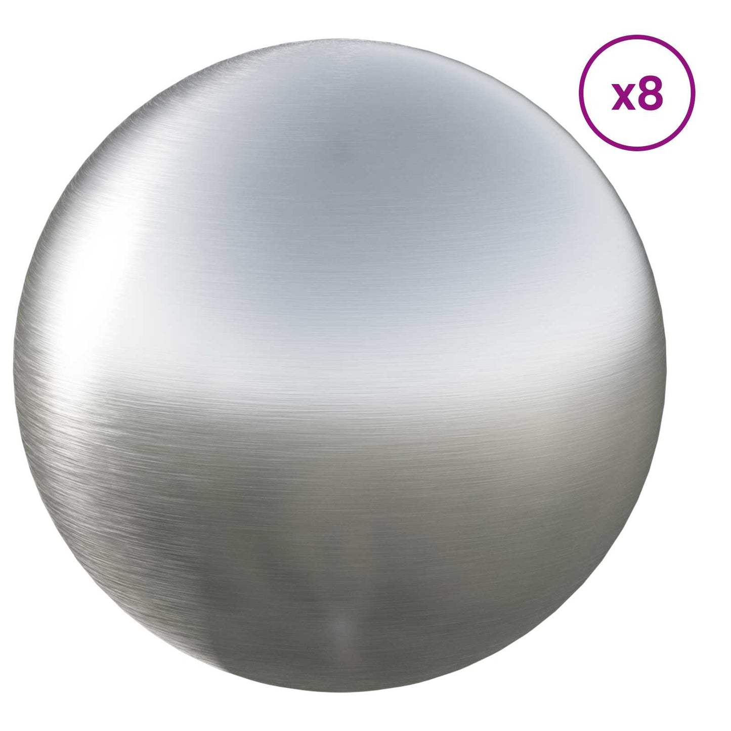 vidaXL Brushed Ball 8 pcs Ø 5 cm Silver Stainless Steel 201