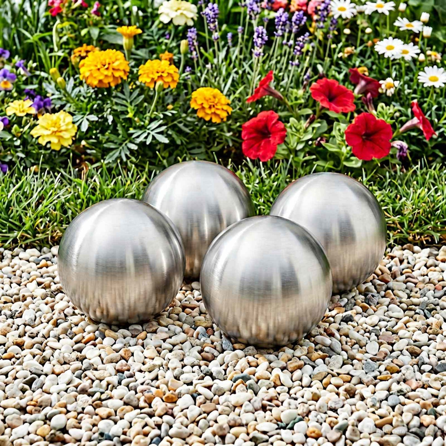 vidaXL Brushed Ball 4 pcs Ø 10 cm Silver Stainless Steel 201
