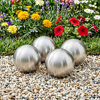 vidaXL Brushed Ball 4 pcs Ø 10 cm Silver Stainless Steel 201
