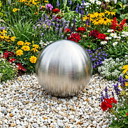 vidaXL Brushed Ball Ø 37.5 cm Silver Stainless Steel 201