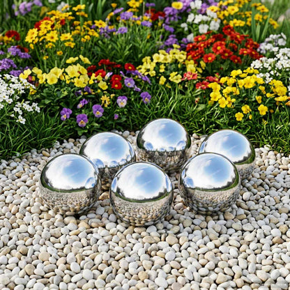 vidaXL Mirror Ball 6 pcs Ø 7.5 cm Silver Stainless Steel 201