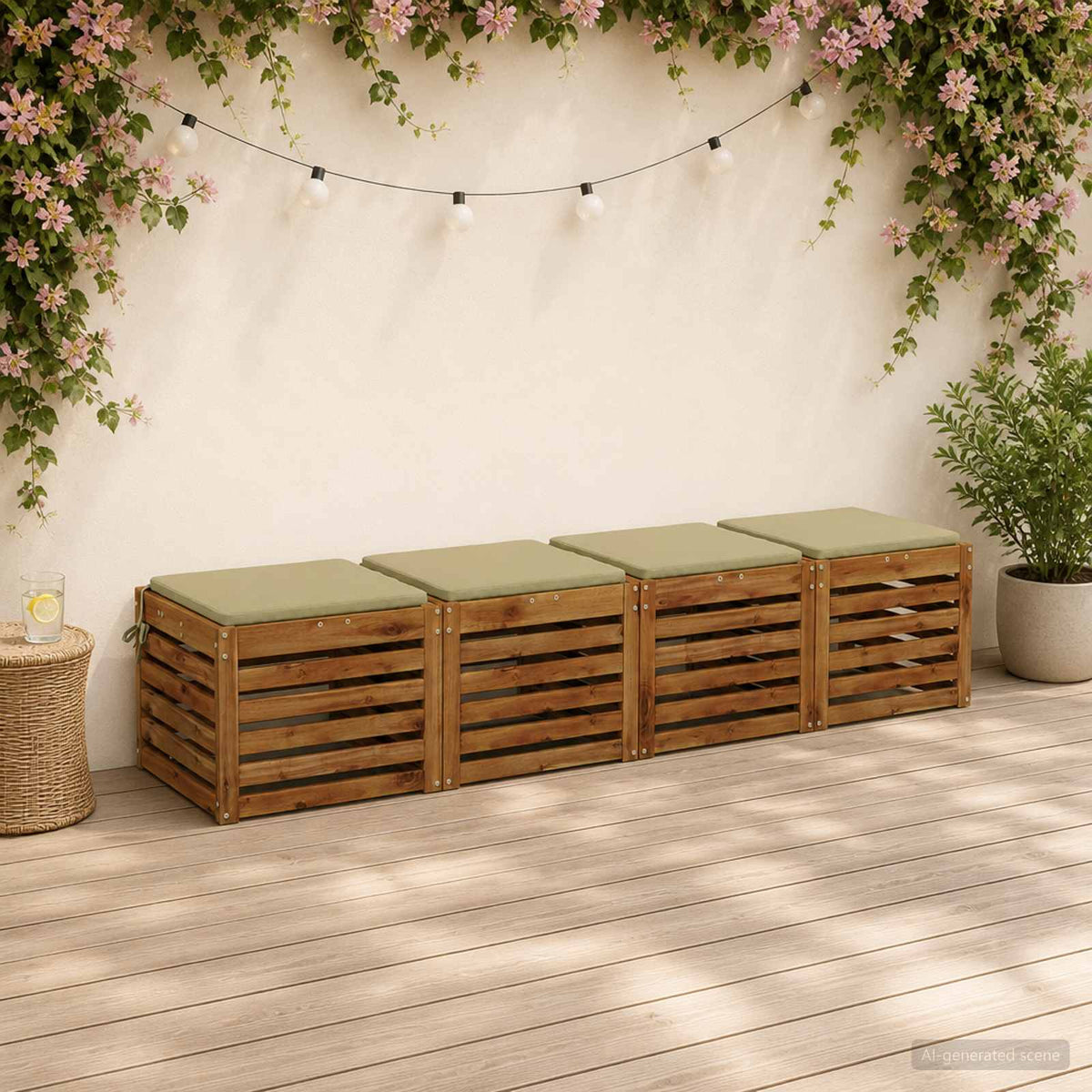 vidaXL 4-Piece Seat Cushions SOEST 4 pcs 100% Polyester Light Green
