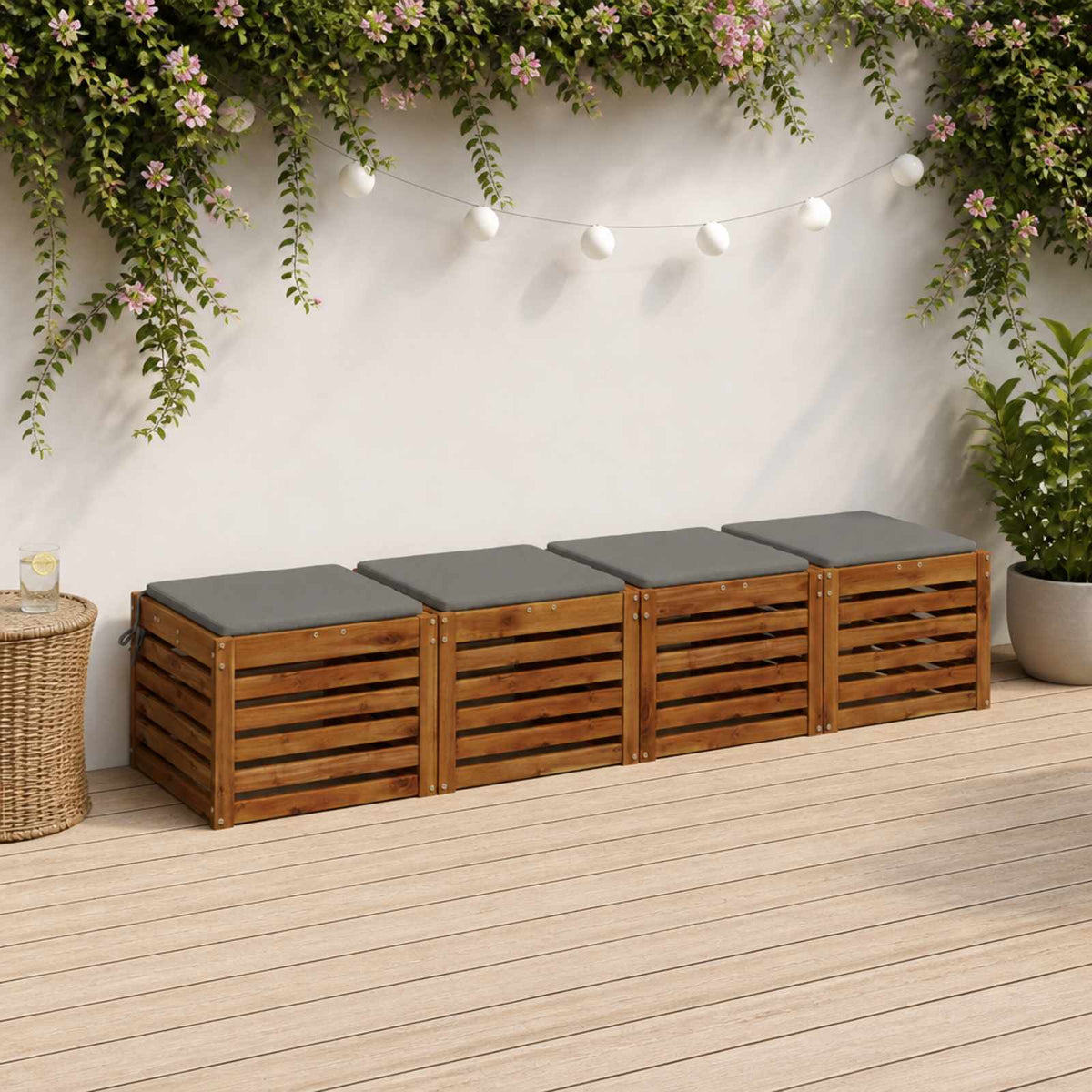 vidaXL Seat Cushions SOEST 4 pcs 100% Polyester Grey 40 x 40 x 3 cm