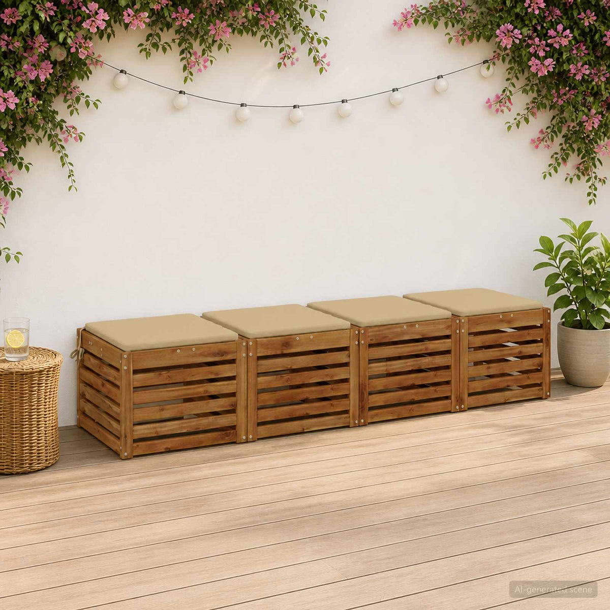 vidaXL 4-Piece Seat Cushions SOEST 4 pcs 100% Polyester Beige