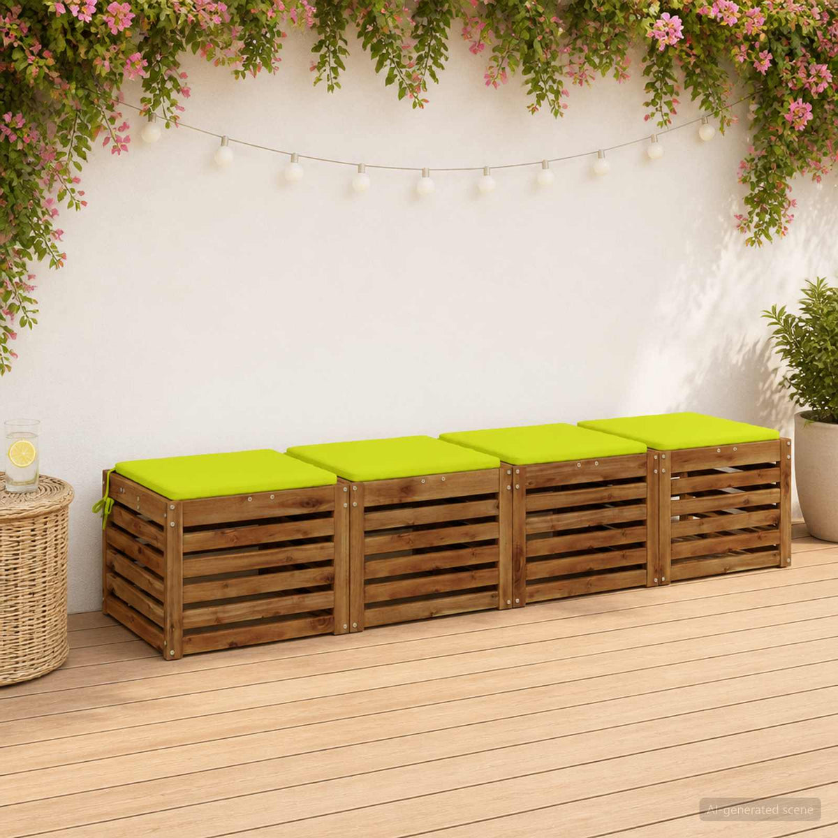 vidaXL 4-Piece Seat Cushions SOEST 4 pcs 100% Polyester Bright Green
