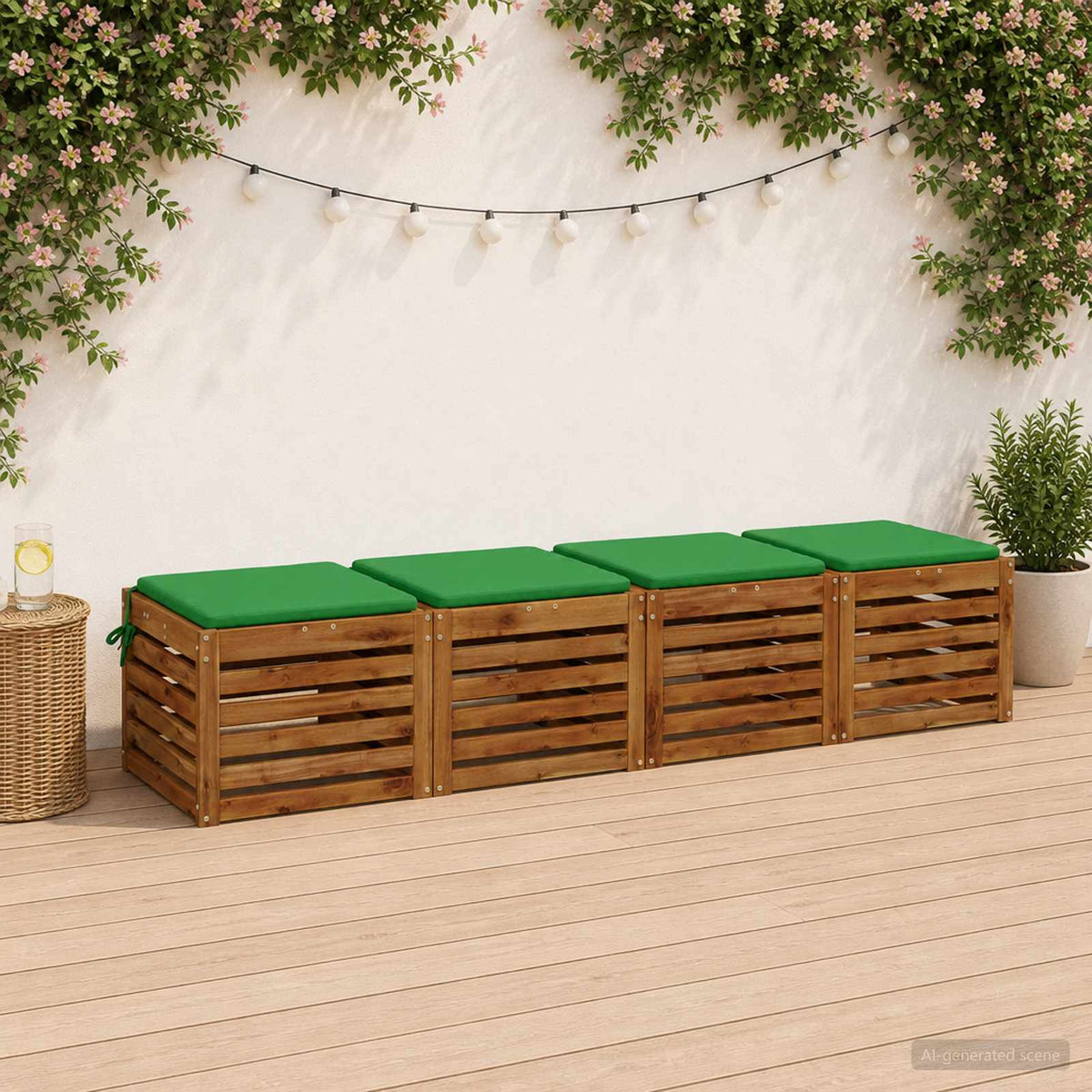 vidaXL 4-Piece Seat Cushions SOEST 4 pcs 100% Polyester Green
