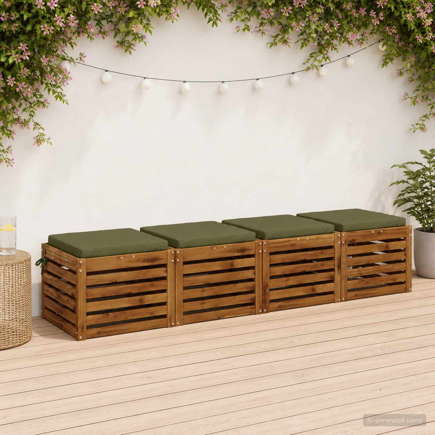 vidaXL 4-Piece Seat Cushions SOEST 4 pcs 100% Polyester Olive Green