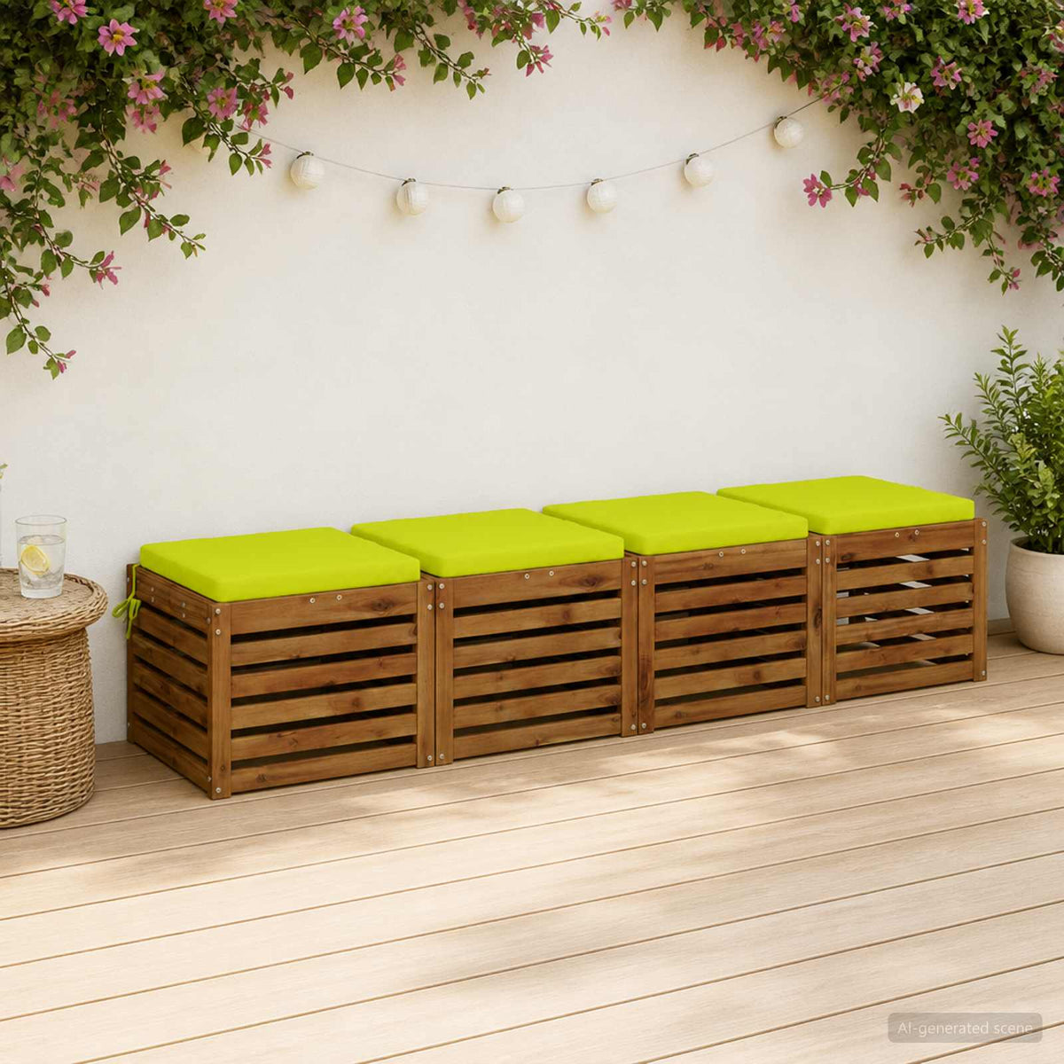 vidaXL 4-Piece Seat Cushions SOEST 4 pcs 100% Polyester Bright Green