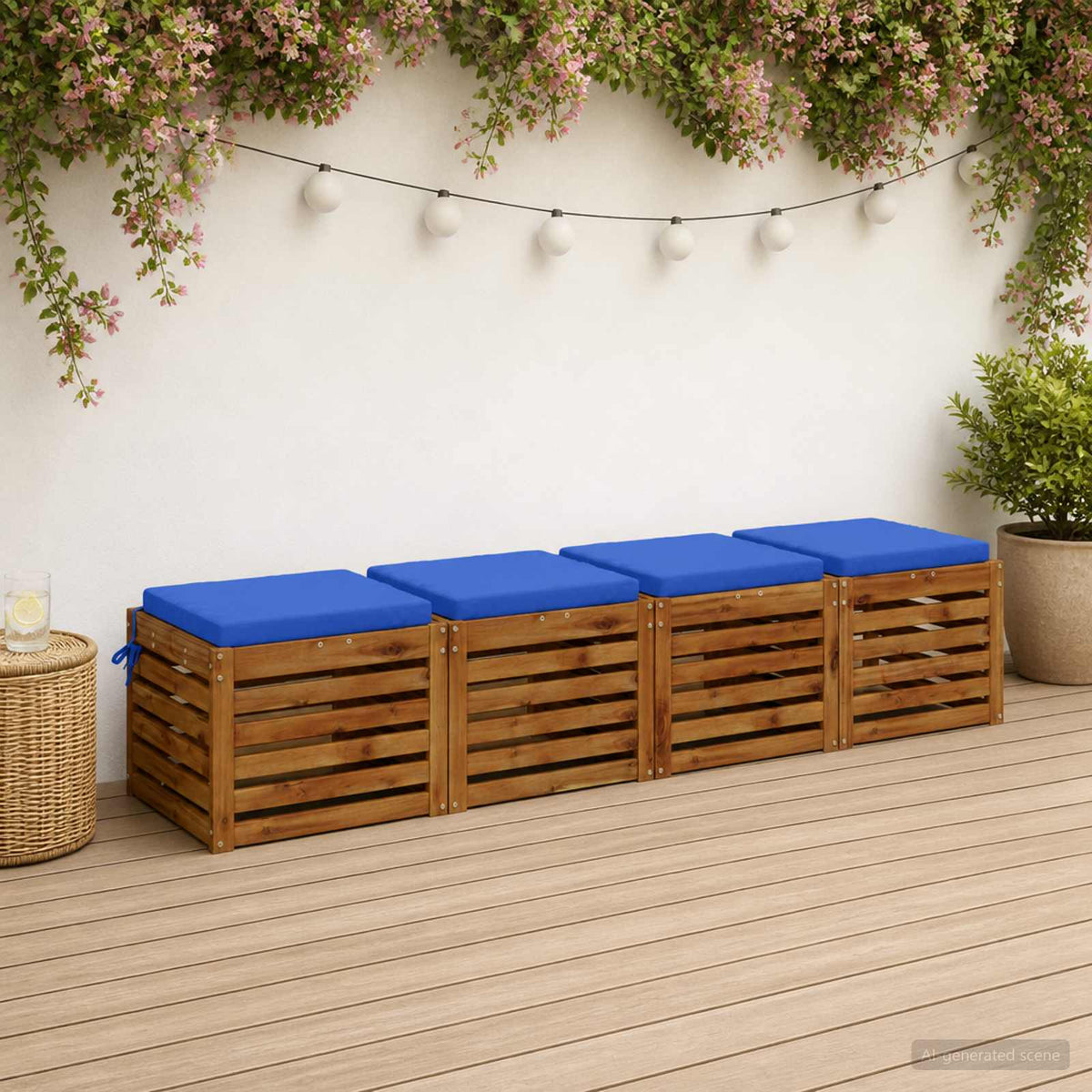 vidaXL 4-Piece Seat Cushions SOEST 4 pcs 100% Polyester Royal Blue