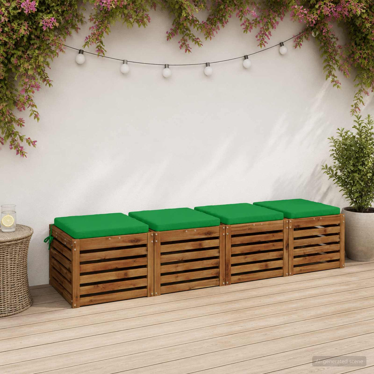 vidaXL 4-Piece Seat Cushions SOEST 4 pcs 100% Polyester Green