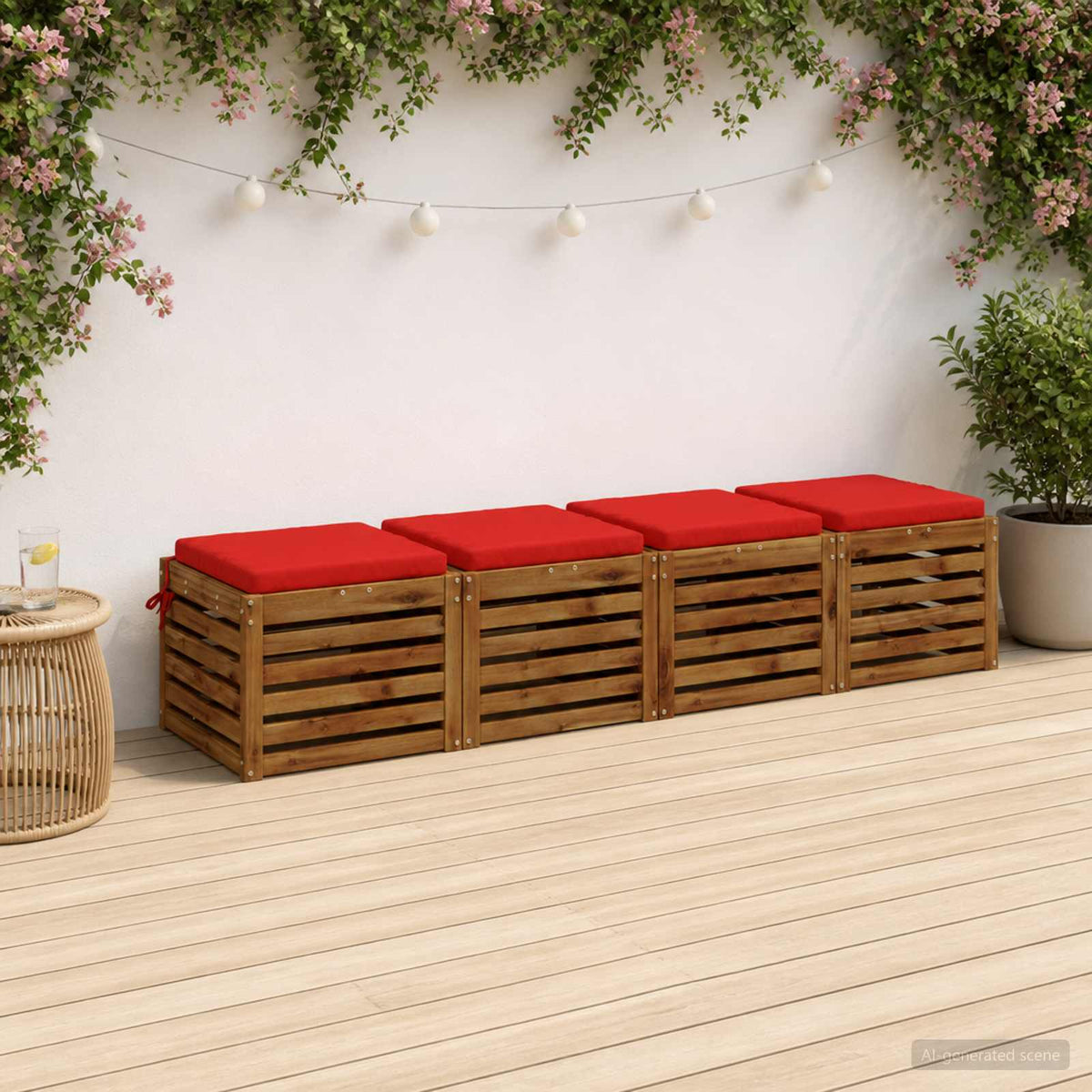 vidaXL 4-Piece Seat Cushions SOEST 4 pcs 100% Polyester Red