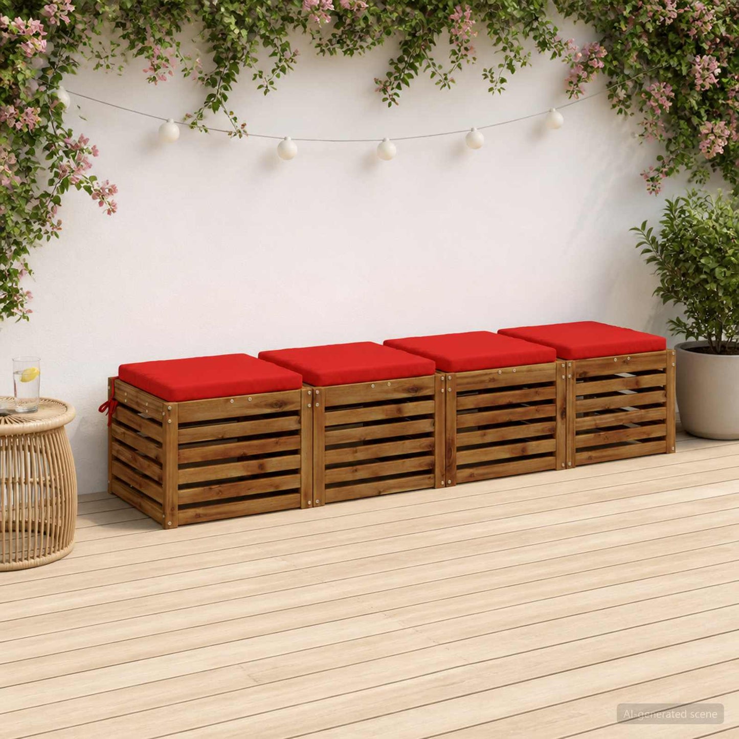 vidaXL 4-Piece Seat Cushions SOEST 4 pcs 100% Polyester Red