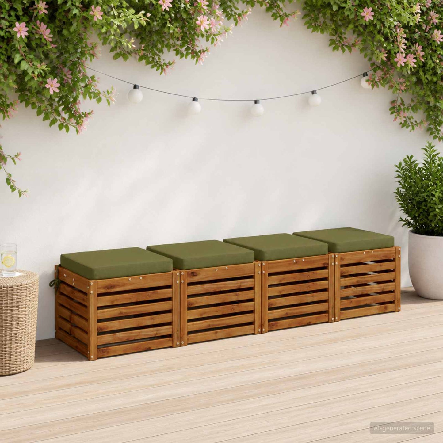vidaXL 4-Piece Seat Cushions SOEST 4 pcs 100% Polyester Olive Green