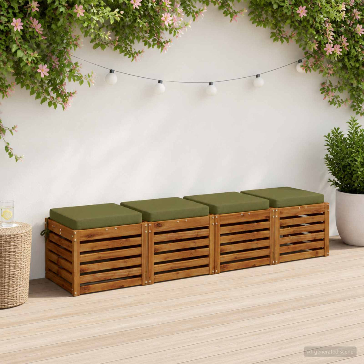 vidaXL 4-Piece Seat Cushions SOEST 4 pcs 100% Polyester Olive Green