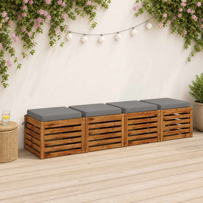 vidaXL Seat Cushions SOEST 4 pcs 100% Polyester Grey 50 x 50 x 7 cm