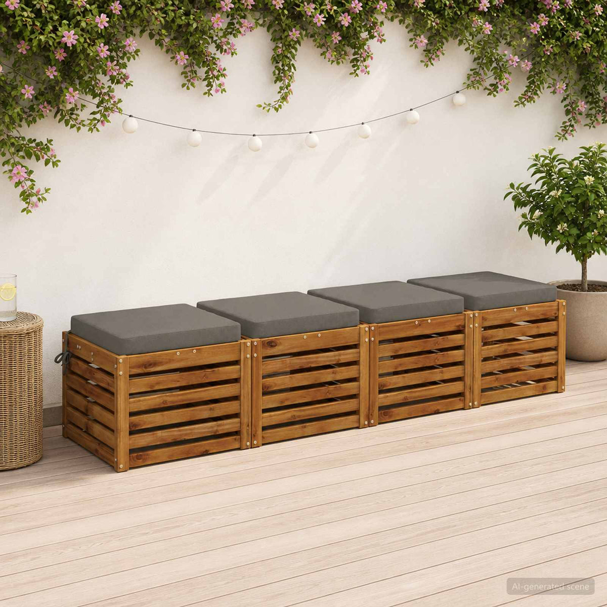 vidaXL 4-Piece Seat Cushions SOEST 4 pcs 100% Polyester Grey