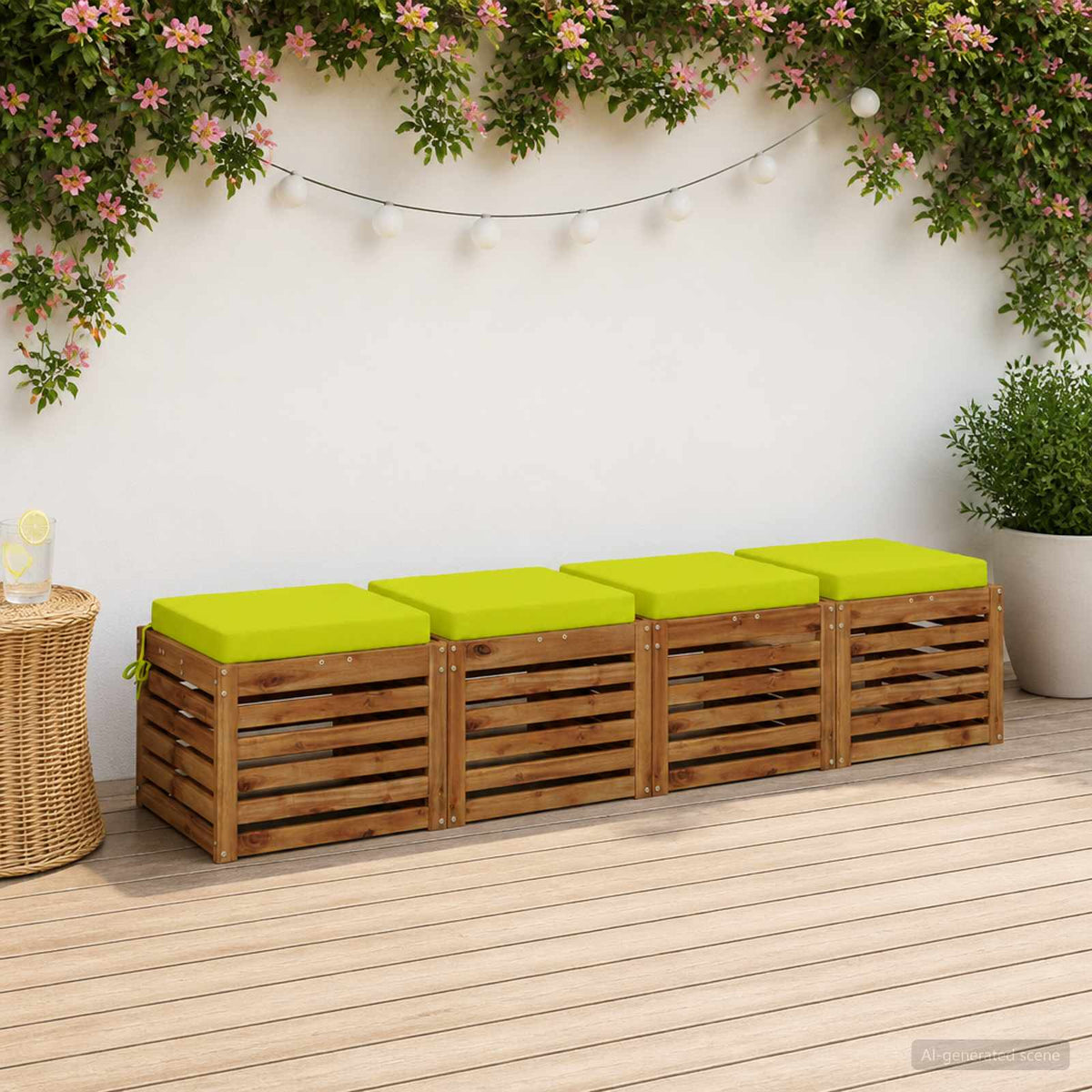 vidaXL 4-Piece Seat Cushions SOEST 4 pcs 100% Polyester Bright Green
