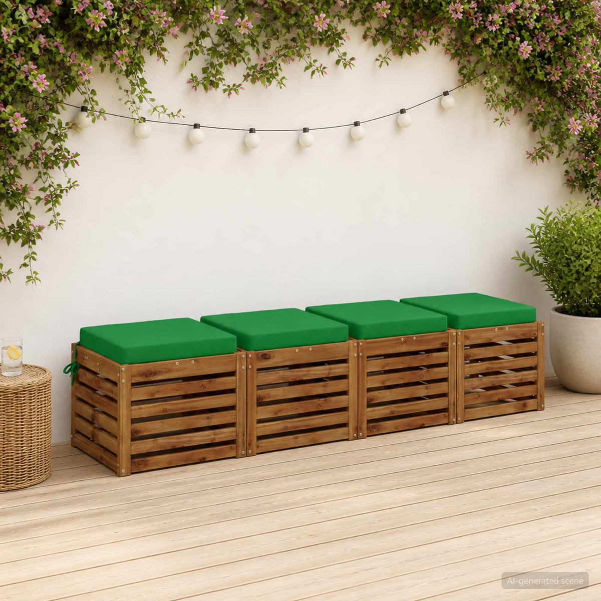 vidaXL 4-Piece Seat Cushions SOEST 4 pcs 100% Polyester Green