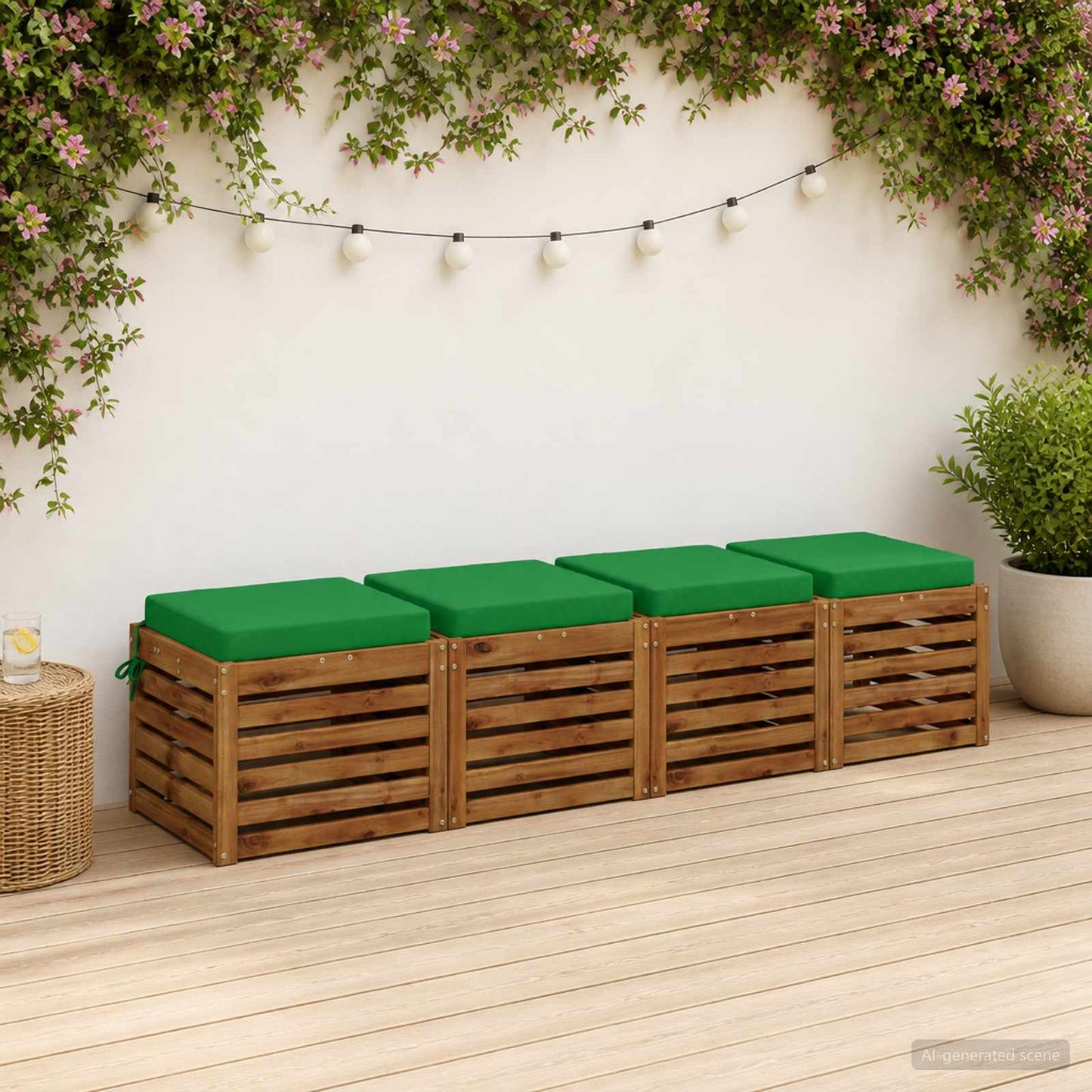 vidaXL 4-Piece Seat Cushions SOEST 4 pcs 100% Polyester Green
