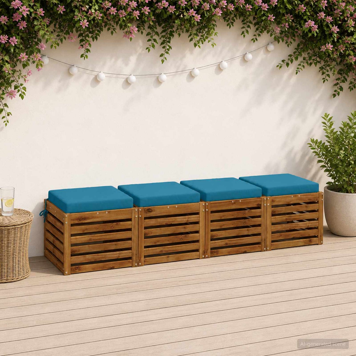 vidaXL 4-Piece Seat Cushions SOEST 4 pcs 100% Polyester Light Blue