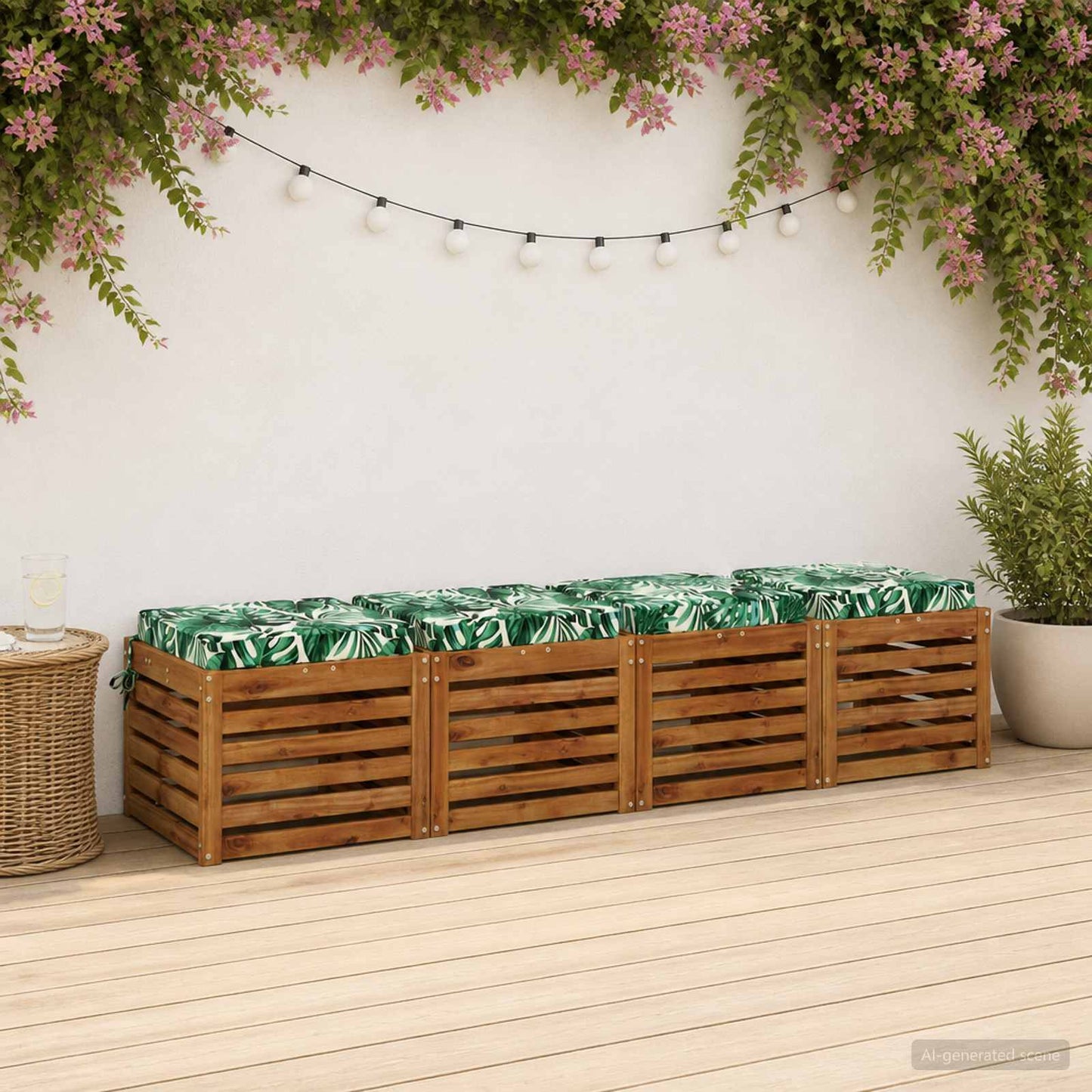 vidaXL 4-Piece Seat Cushions SOEST 4 pcs 100% Polyester Leaf Pattern