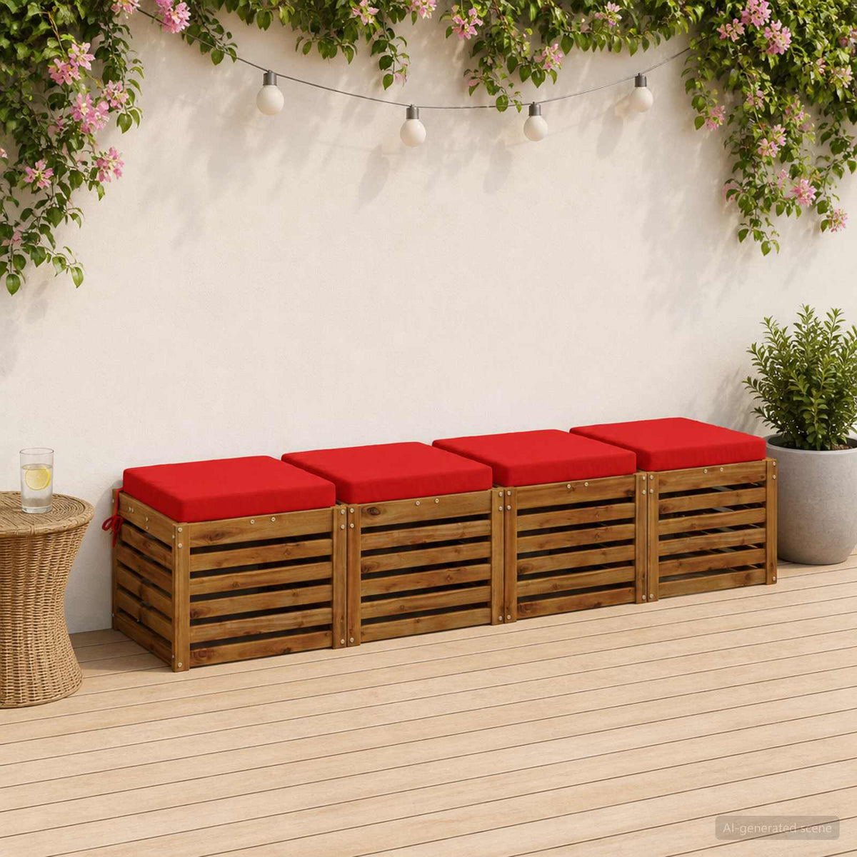 vidaXL 4-Piece Seat Cushions SOEST 4 pcs 100% Polyester Red