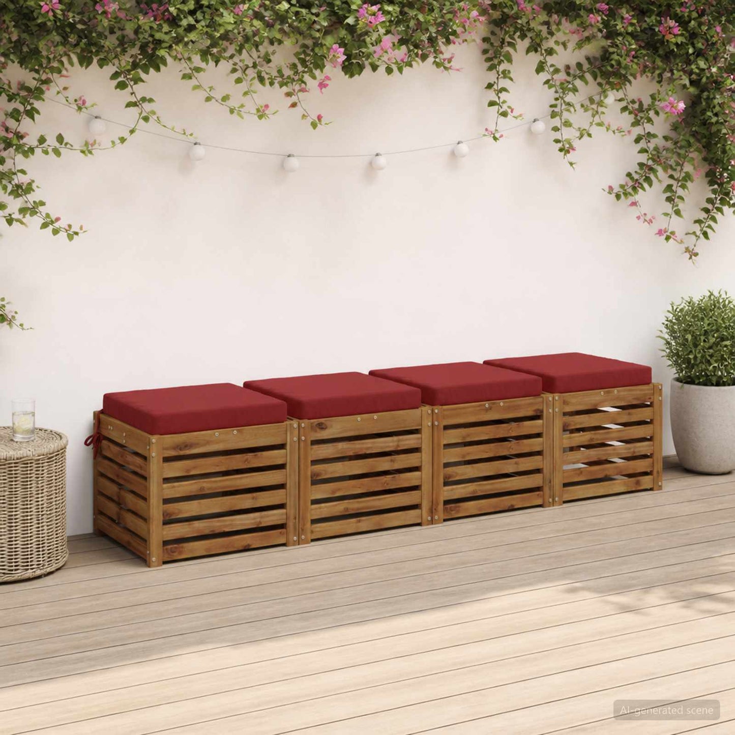 vidaXL 4-Piece Seat Cushions SOEST 4 pcs 100% Polyester Wine Red