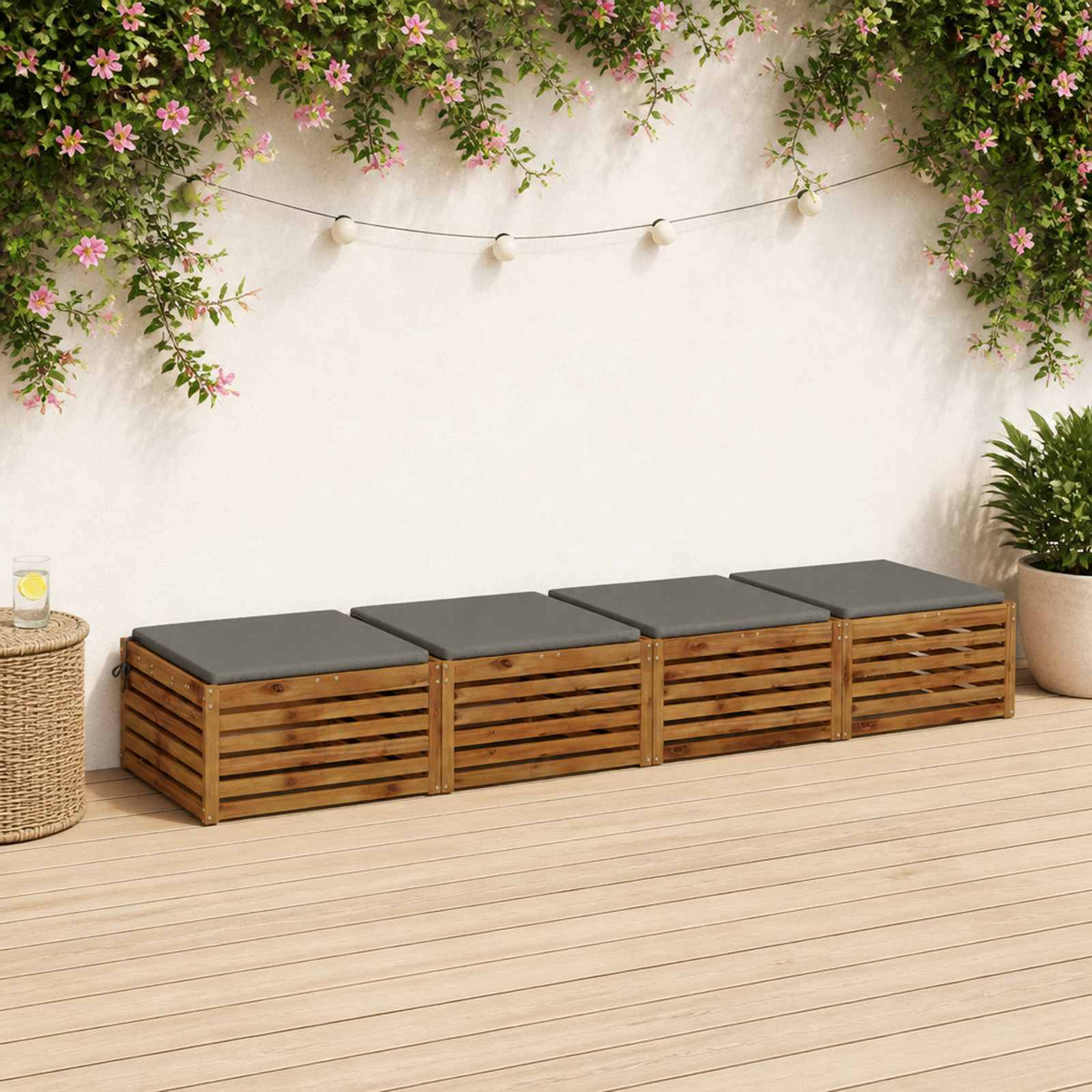 vidaXL Seat Cushions SOEST 4 pcs 100% Polyester Grey 80 x 80 x 3 cm