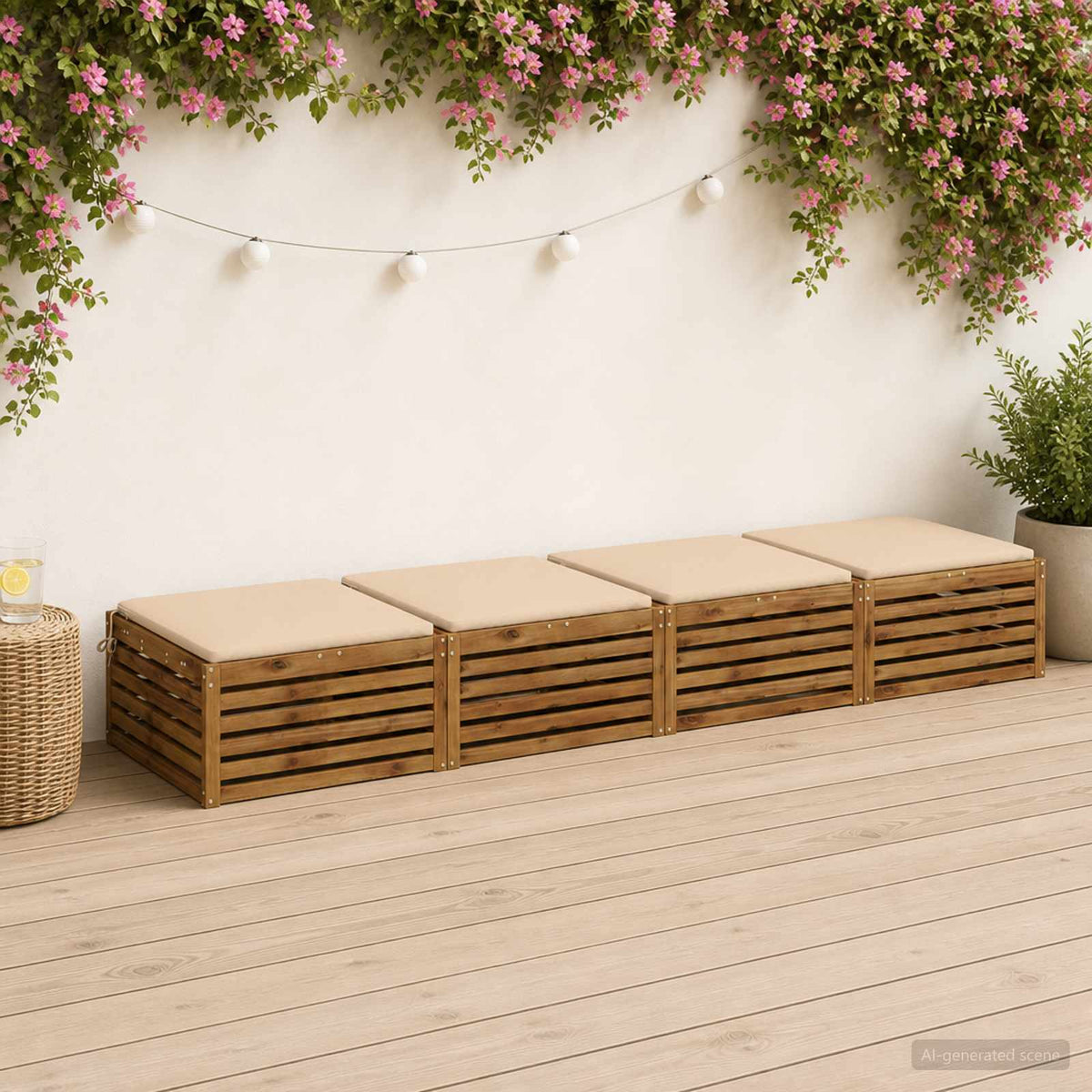 vidaXL 4-Piece Seat Cushions SOEST 4 pcs 100% Polyester Cream