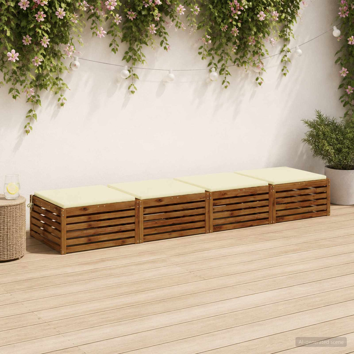 vidaXL Seat Cushions SOEST 4 pcs 100% Polyester Cream 80 x 80 x 3 cm